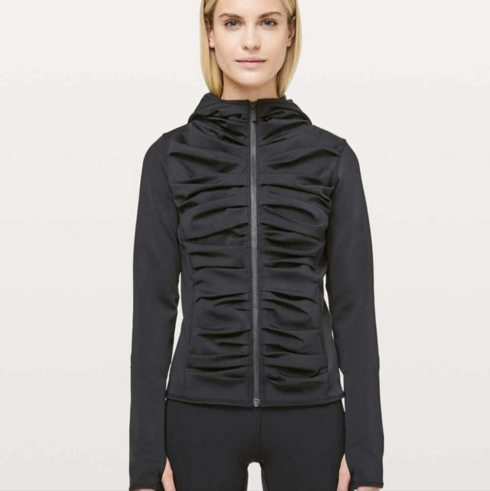 Lululemon Bold Move Black Ruched Zip-Up Jacket